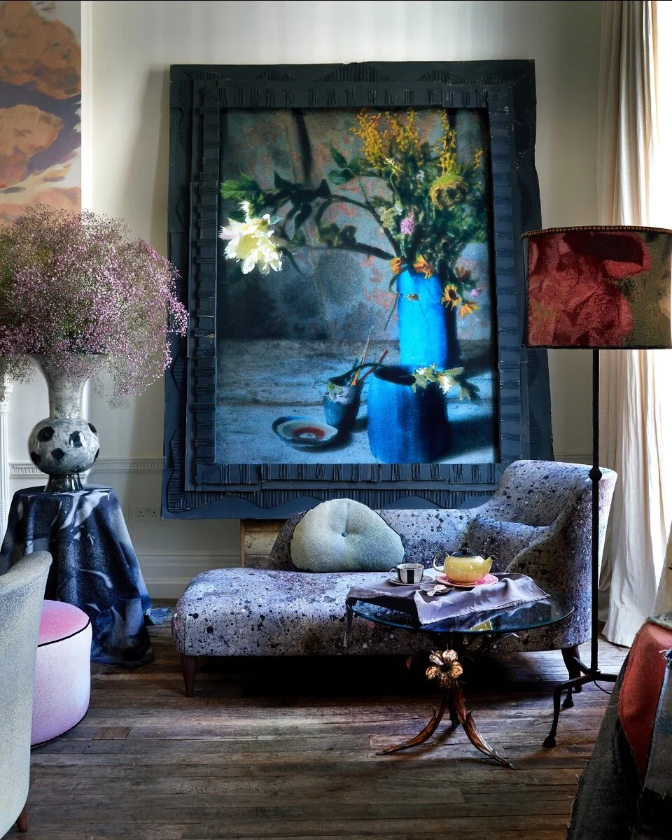 The Big Picture....a matter of scale.....painterly photographs, seven feet high, from my series "Falling in Love" are playfully framed in cardboard by Charlotte Lawton and Nicola Bell.