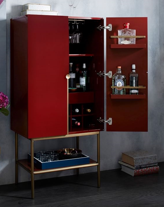 Red 2025 liquor cabinet