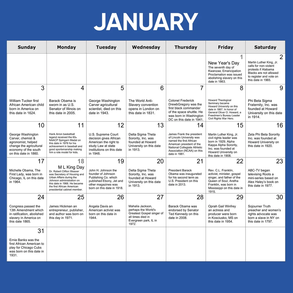 Black Lives Matter 2021 Black History Calendar — Aaron Abernathy