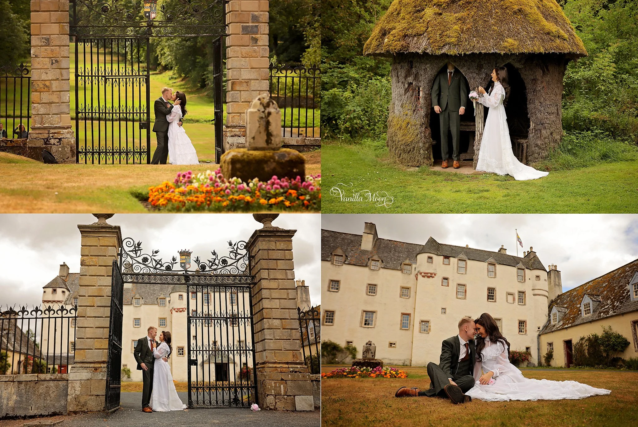 traquair house with wedding couple photography