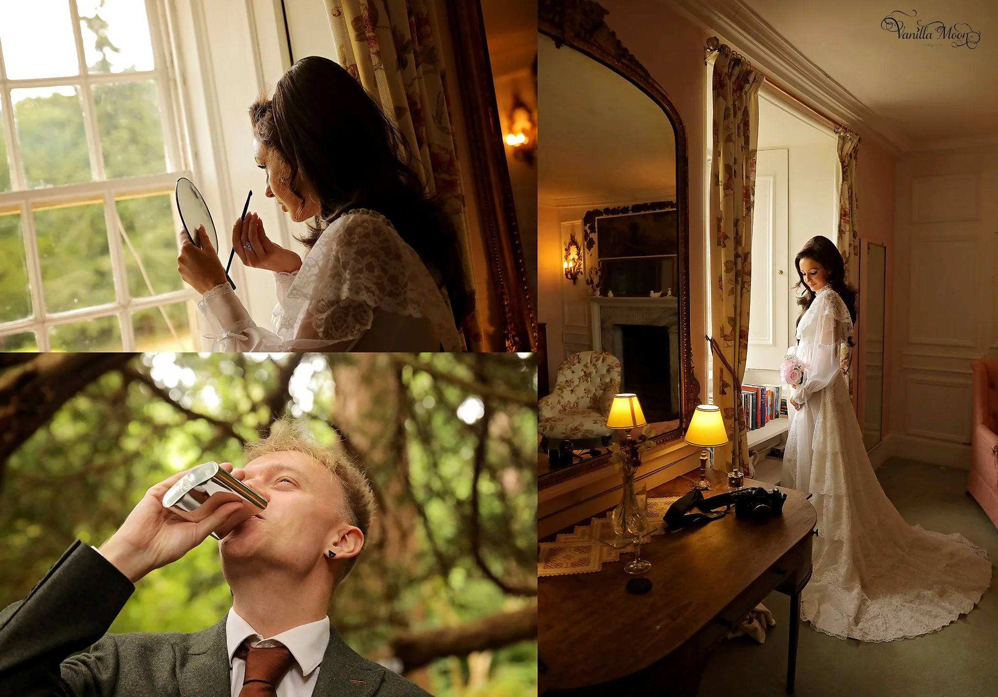 wedding couple getting ready traquair house innerleithen
