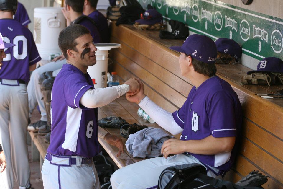 Brennan Schlabig (6) in the dugout at Huntington Park