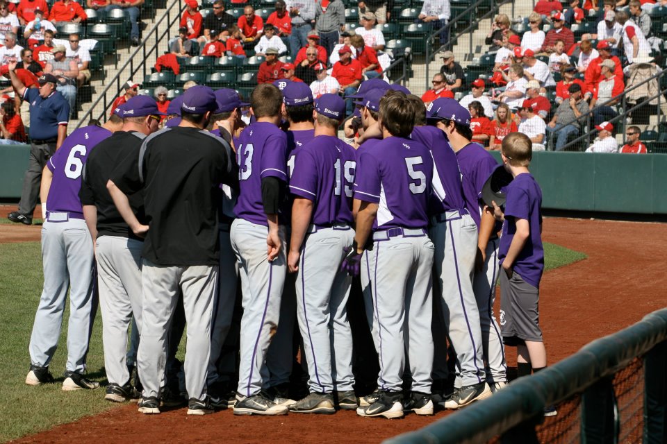 The Stallions huddle before taking the field in the State Final