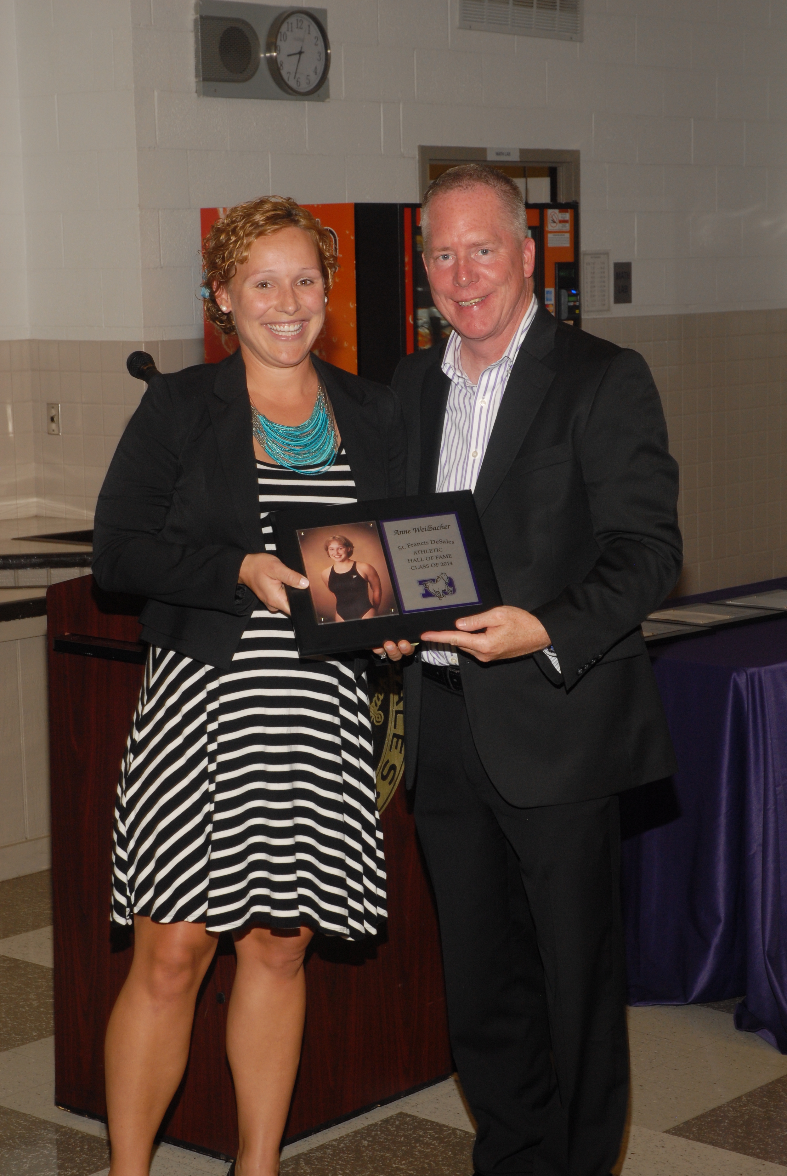 Anne Weilbacher with principal Dan Garrick