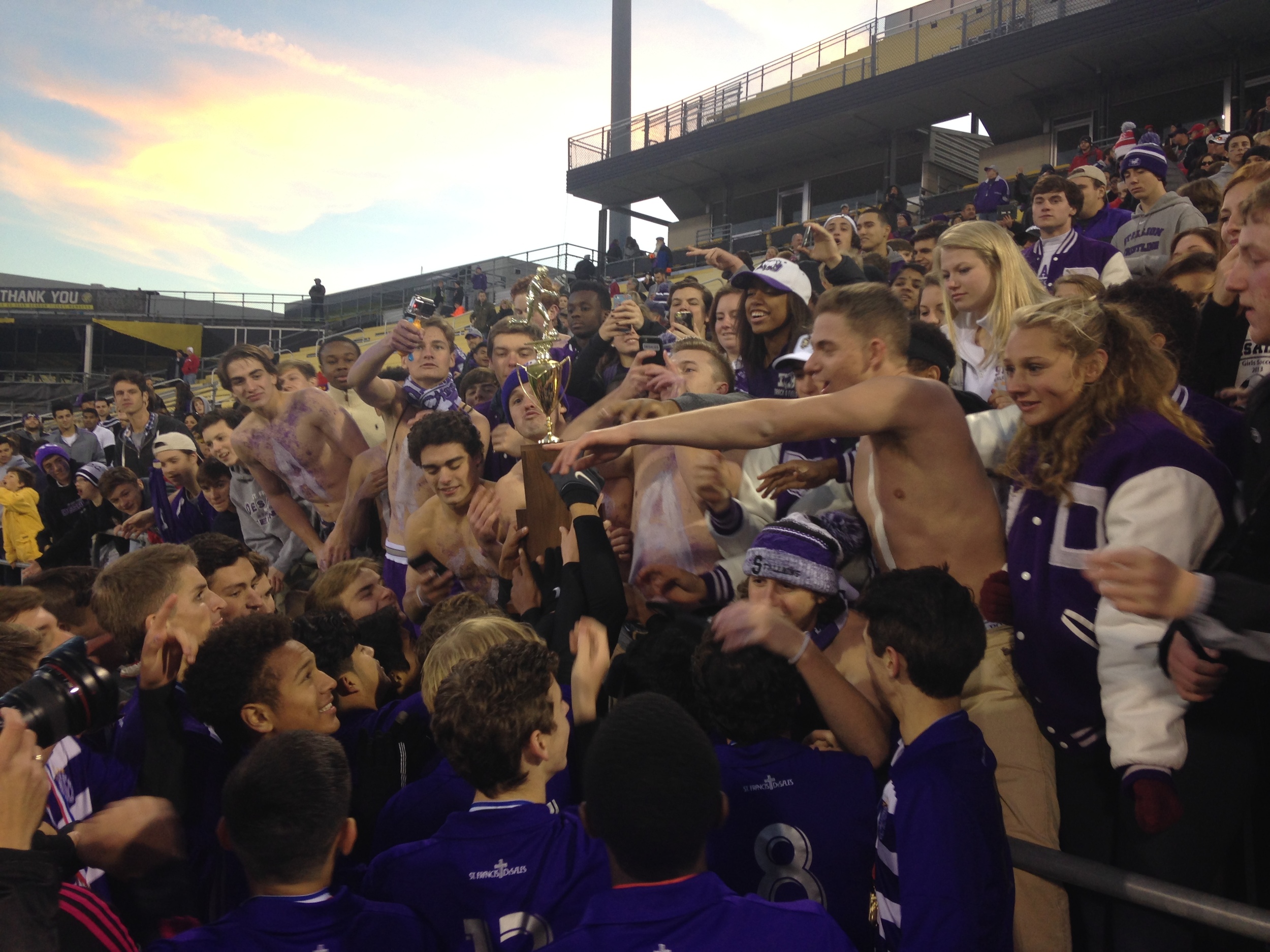 Post-game celebration with the student section