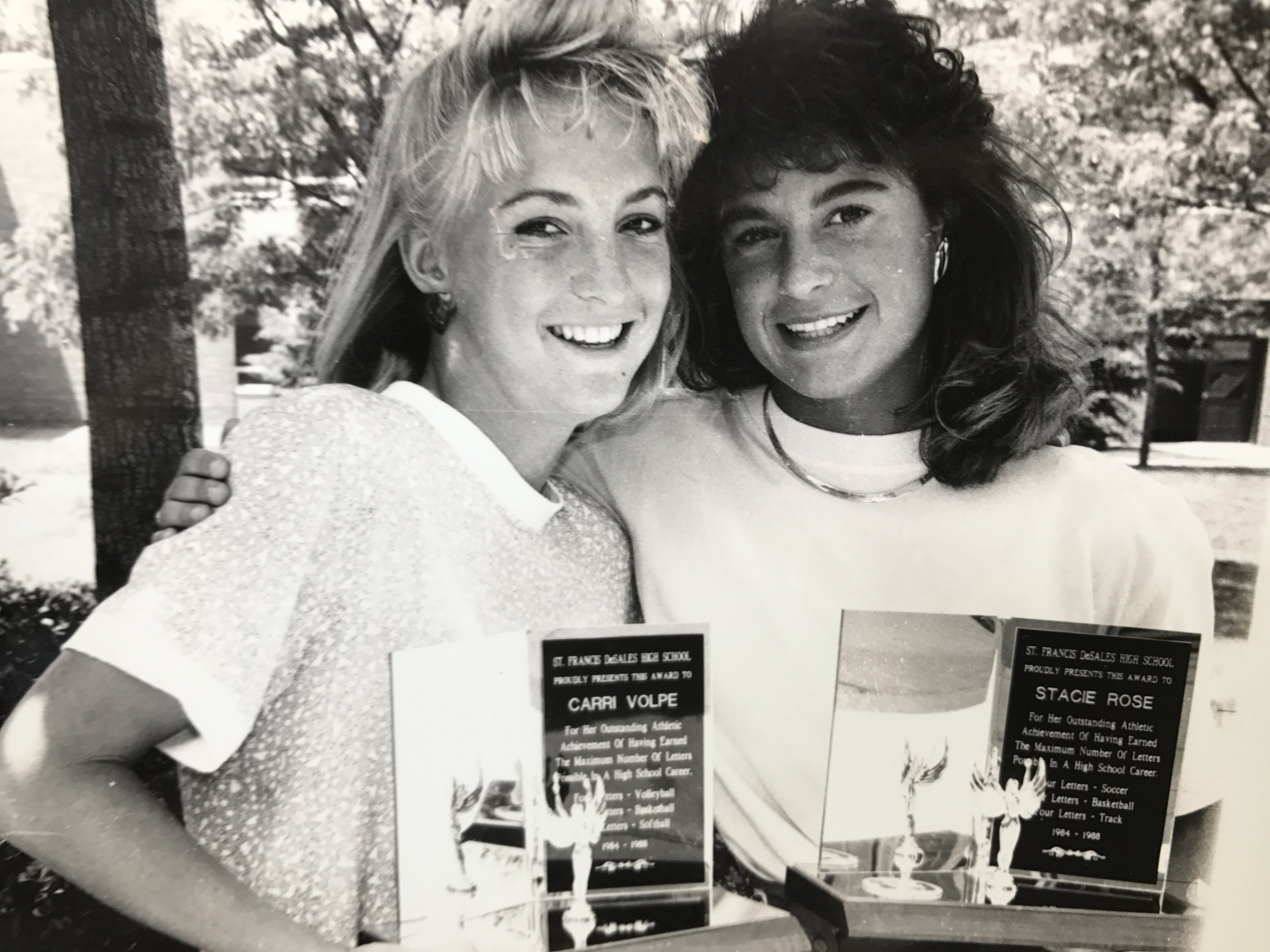 Stacie Rose (right) pictured with Carri Volpe, for each earning 12 Varsity Letters