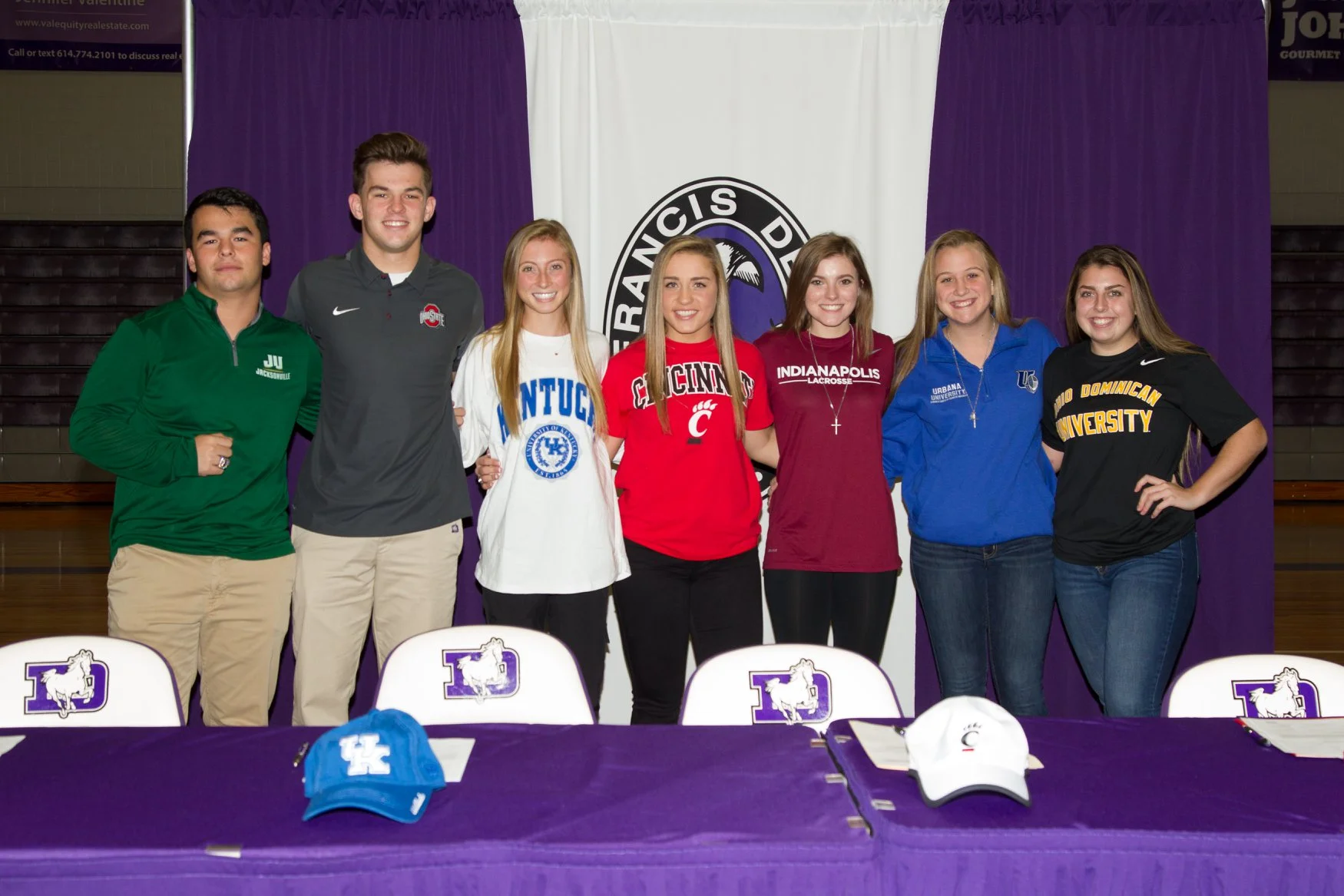 L to R: Tommy Clayton, Carter Hilleary, Maddie Rennie, Sophia Finotti, Mary Hazelton, Faith Strapp, and Kyla Payne.