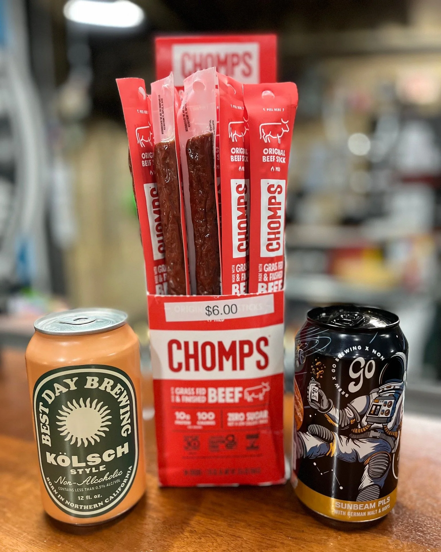 If you want to power down some cured beef while staying stone-cold sober, come on by IBW LODGE #1 as we've just added beef sticks and NA beer to the menu.
The beef sticks go down real nicely with the ritz and easy cheese Low Rent Charcuterie Board t