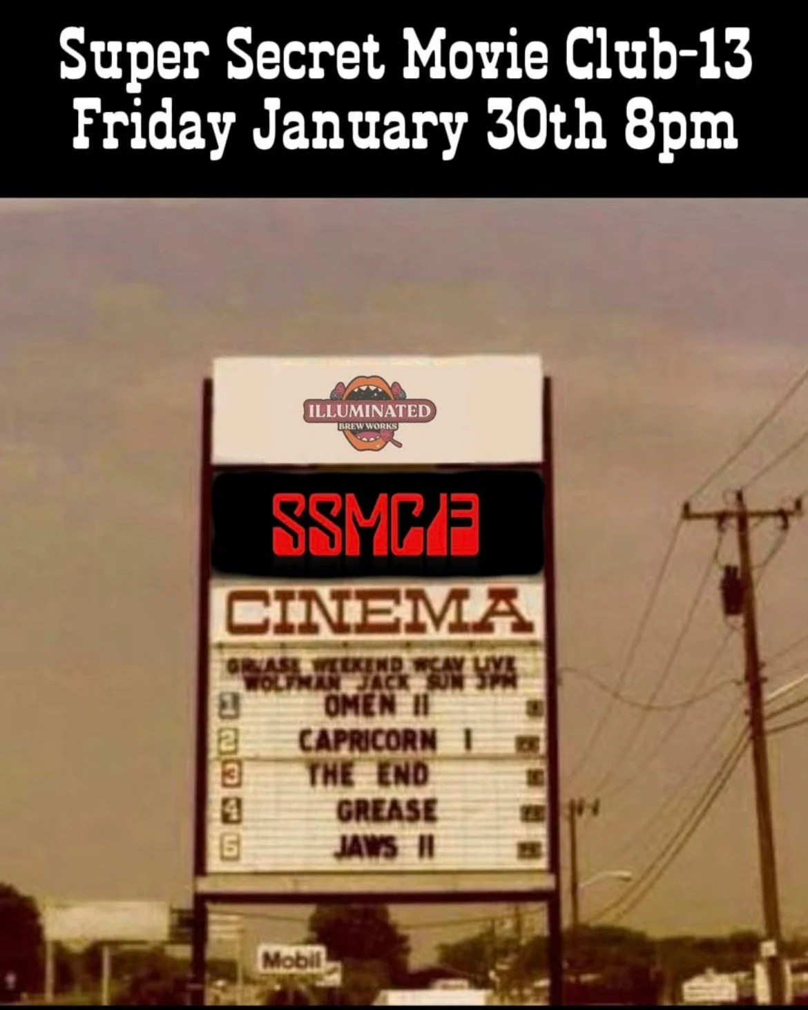 We've got a couple great events coming up this weekend.

FRIDAY, January 30th, we've got the second installment of SUPER SECRET MOVIE CLUB starting up at 8pm.  @supersecretmovieclub13 does an incredible job of finding underserved and under-appreciate