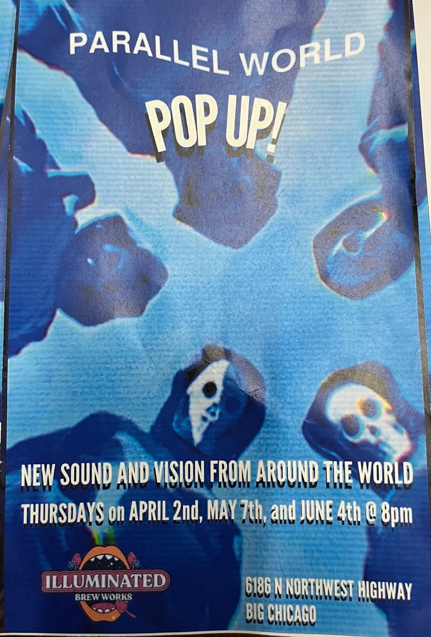 Super special residency starts TONIGHT, Thursday April 2nd. 

Don't blow it!

Here's a little write-up teaser:

"PARALLEL WORLD is a random pop-up that showcases some of the MOST outer- edge modern music videos floating around in this present mi