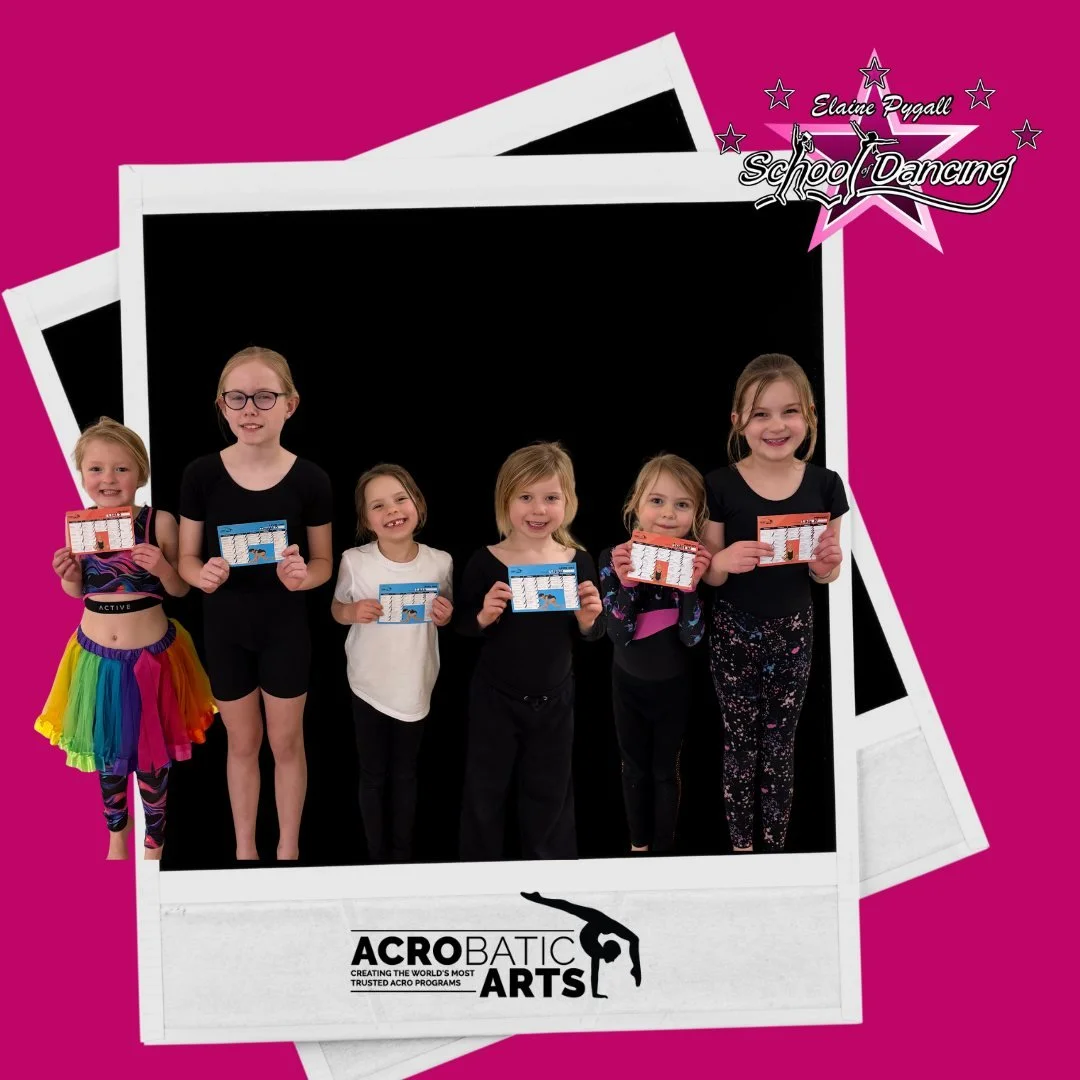 Fantastic success in our new acro class. Beautiful technique developing alongside lots of fun and enthusiasm. Well done Ellie, Imogen, Eliza, Georgie, Sophie and Lucy.
 #AcrobaticArts #danceinprudhoe #acrobaticartscertifiedstudio