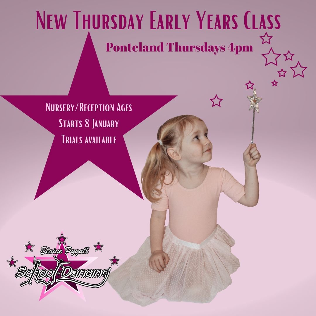 Due to high demand we're opening a third Early Years class in Ponteland from January. This class is suitable for children in Nursery and Reception from 3 years and offers a variety of styles including Ballet, Tap, Pre School Acro and Freestyle. Lots 