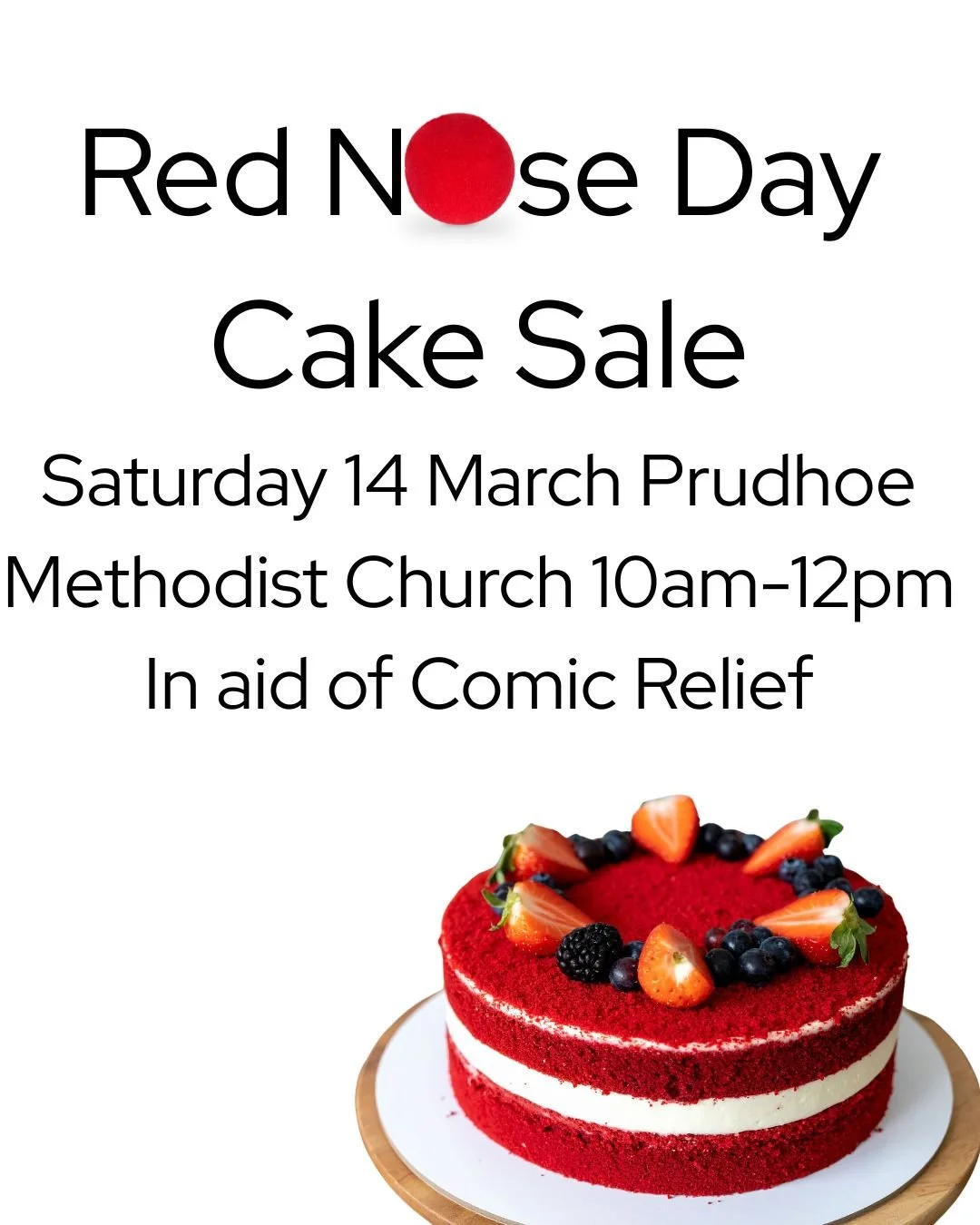 Held downstairs in the church. We are happy to take children downstairs to buy cakes if they want to bring in some cash. Open to the public. #ComicRelief #prudhoemethodistchurch