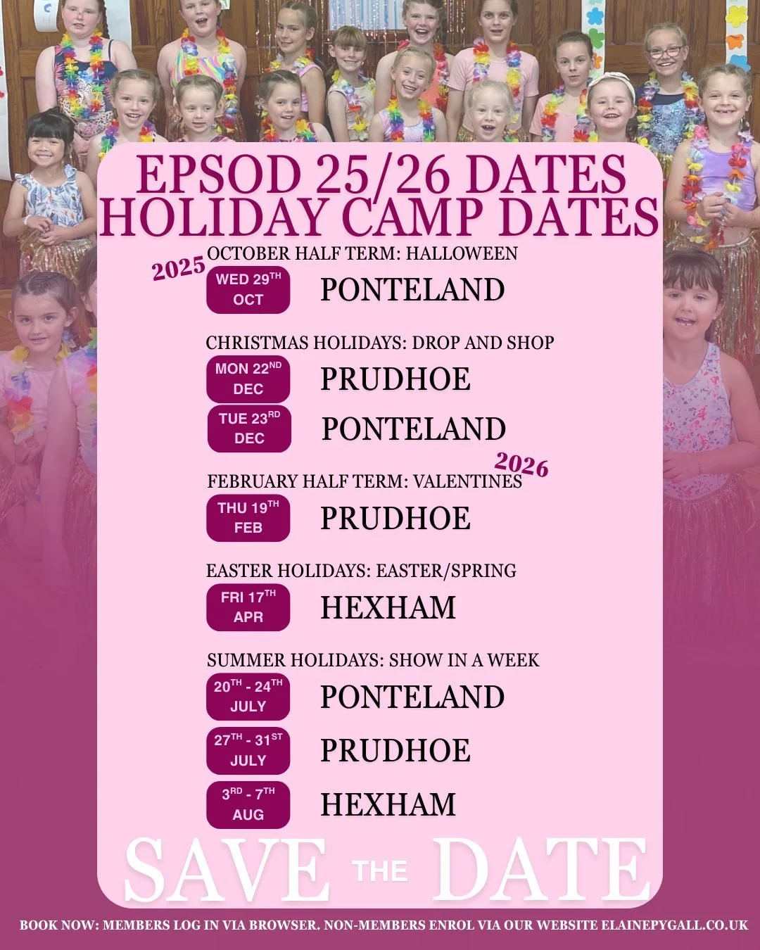 A reminder our holiday camps are live to book at any time via your account. We only have a handful of spaces left for our Easter camp so be quick. Our Hexham summer school is over half booked and we have plenty spaces in our Ponteland and Prudhoe sum