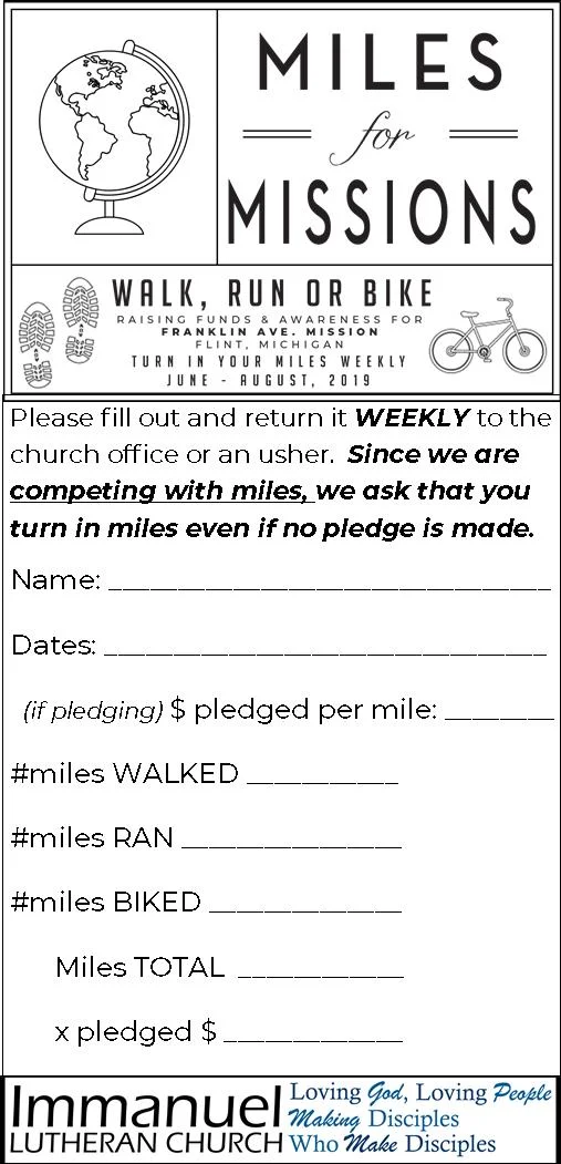 Save and print the pledge card to log your weekly miles