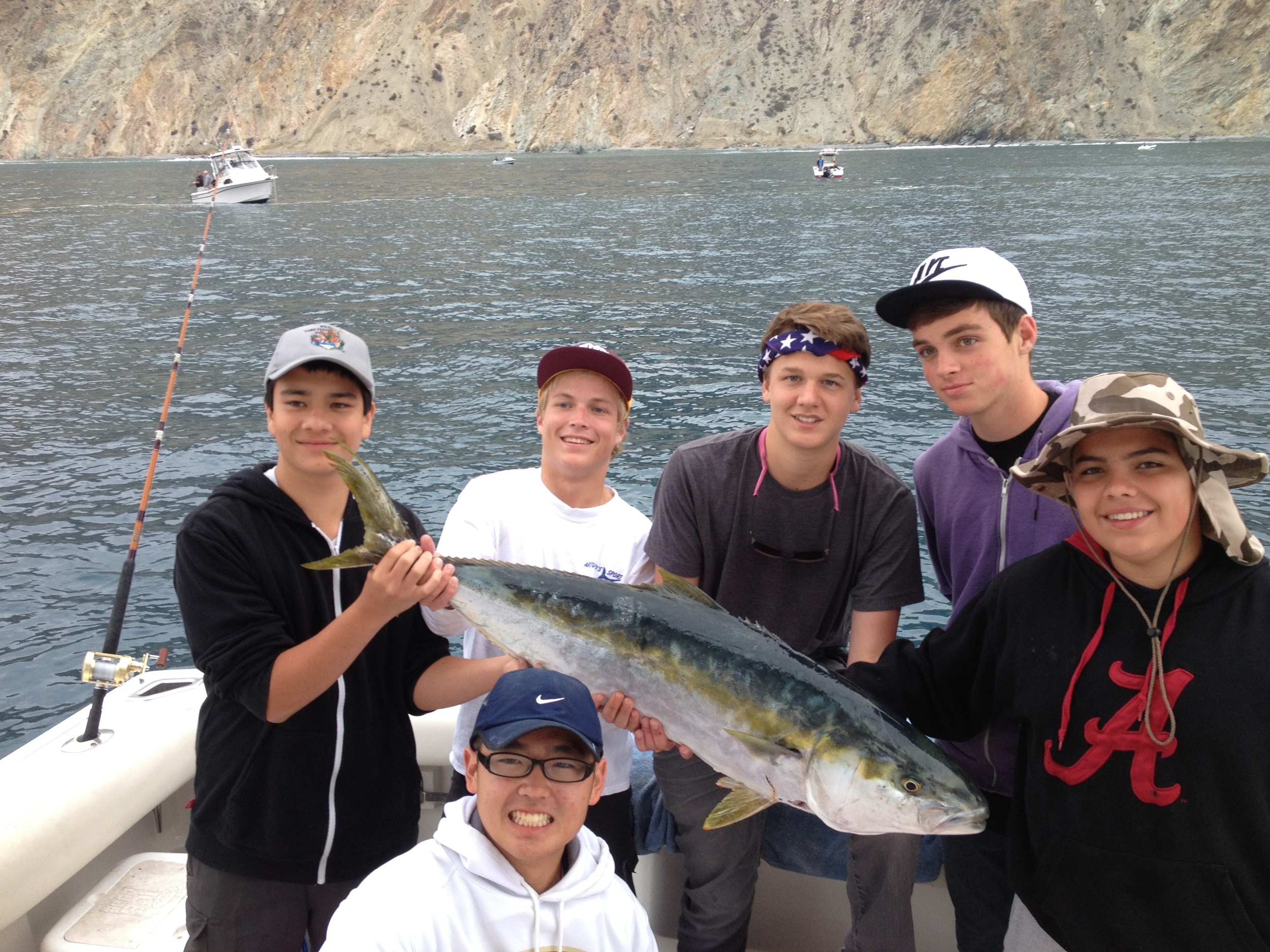 Fishing charter catching yellow tails