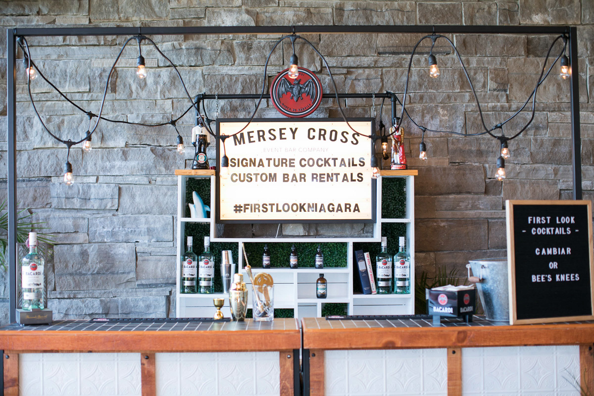 mersey cross event bar setup with string lights