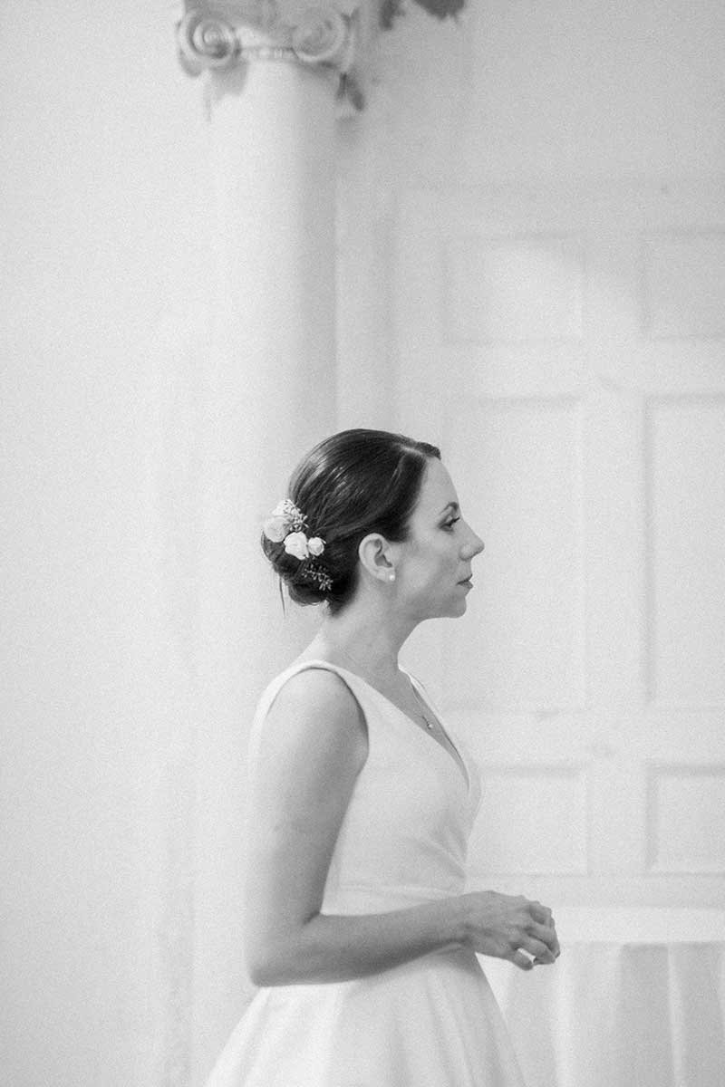  Bridal portrait of bride waiting for ceremony to begin. 