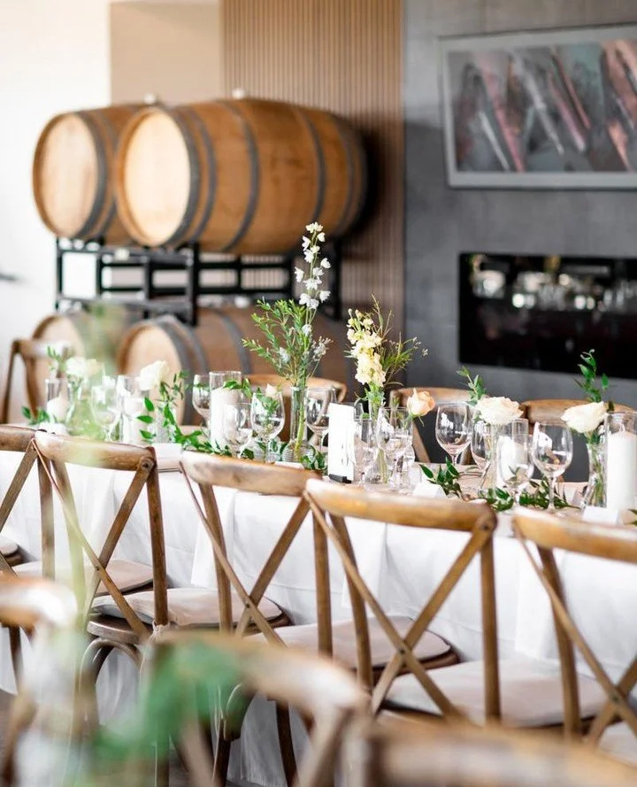 There&rsquo;s something about a long harvest table dressed with soft greenery, candles, and simple bud vases that just feels perfect for a winery wedding. ⁠
⁠
The celebration continues and part two of Nichole and Mike&rsquo;s Queenston Mile Vineyard 