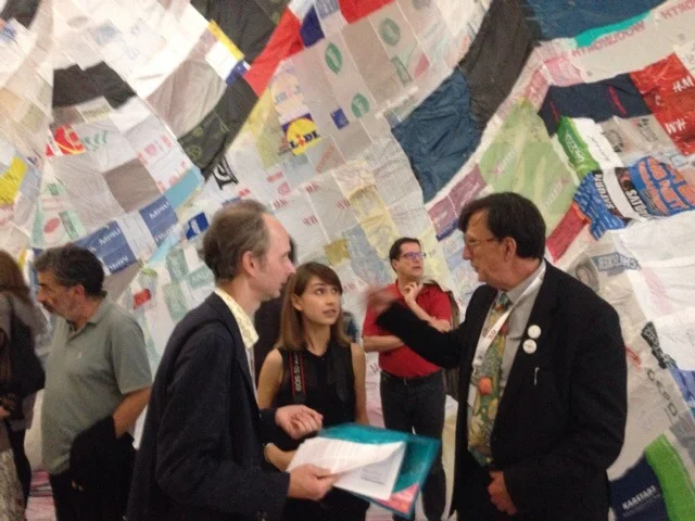Me, Bronislaw Szerszynksi and Bruno Latour in the Museo Aero Solar.