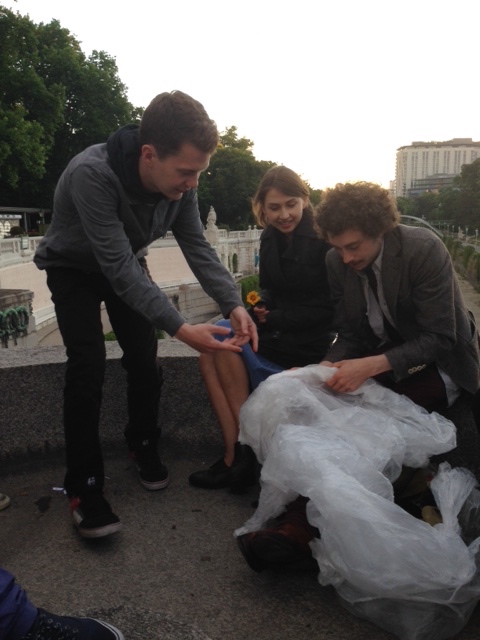 Launching an aerosolar sculpture in the morning. 