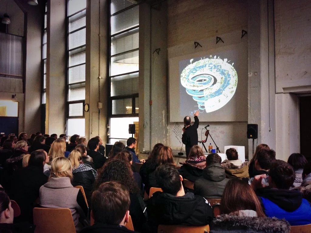 Bronislaw Szerszynski lecturing on the Anthropocene at the Institut fur Architekturbezogene Kunst, Technical University of Braunschweig.