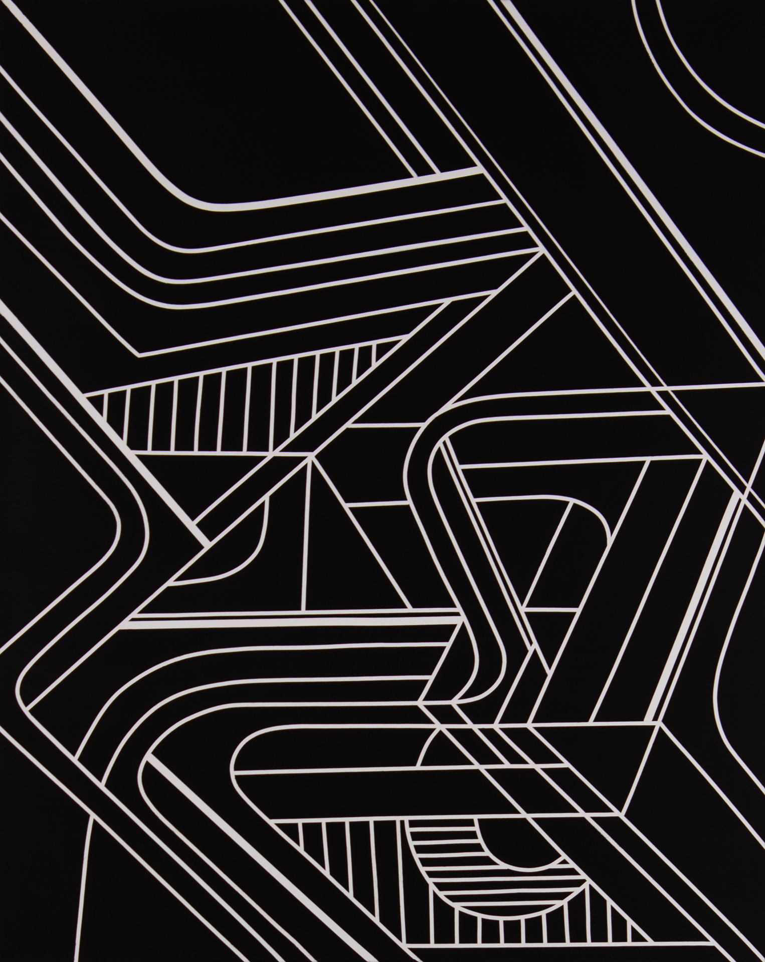 THE BICYCLIST, B&W GESSO ON CANVAS, 2013, 30" X 24"