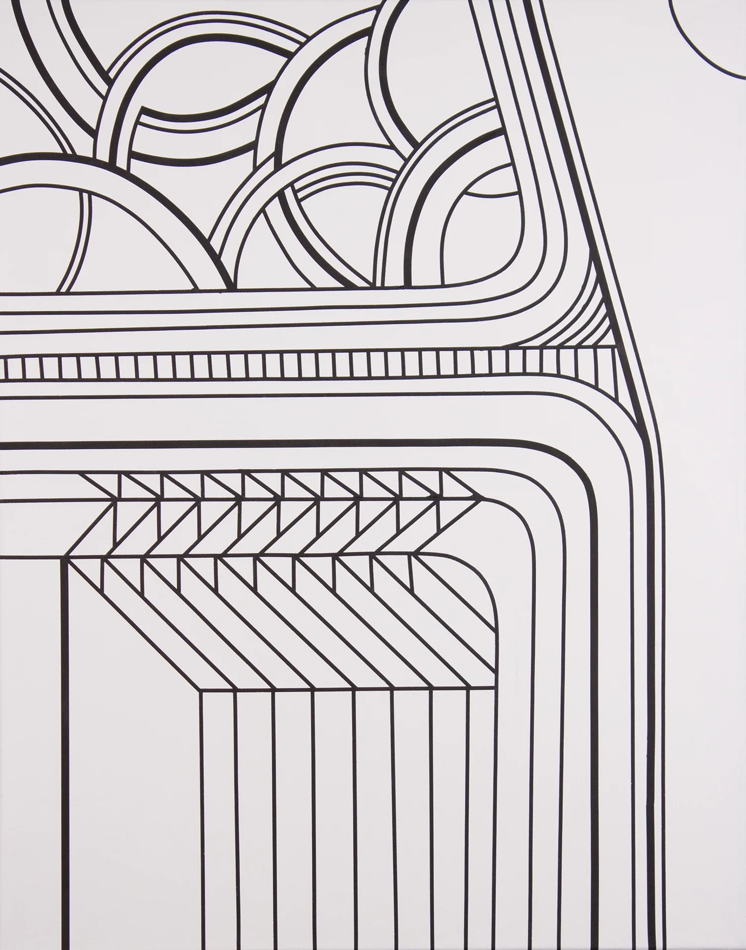 MACHINE, B&W GESSO ON CANVAS, 2013, 28" X 22"