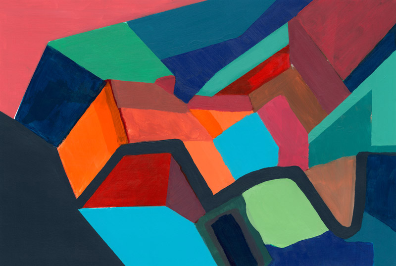 DESCENT, ACRYLIC ON PAPER, 14" X 20", 2015