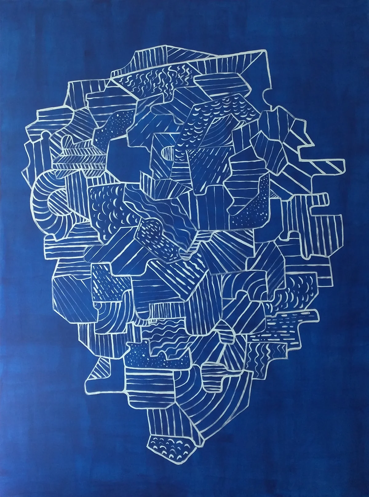 BLUE FORMATION, ACRYLIC ON CANVAS, 88" X 67", 2017