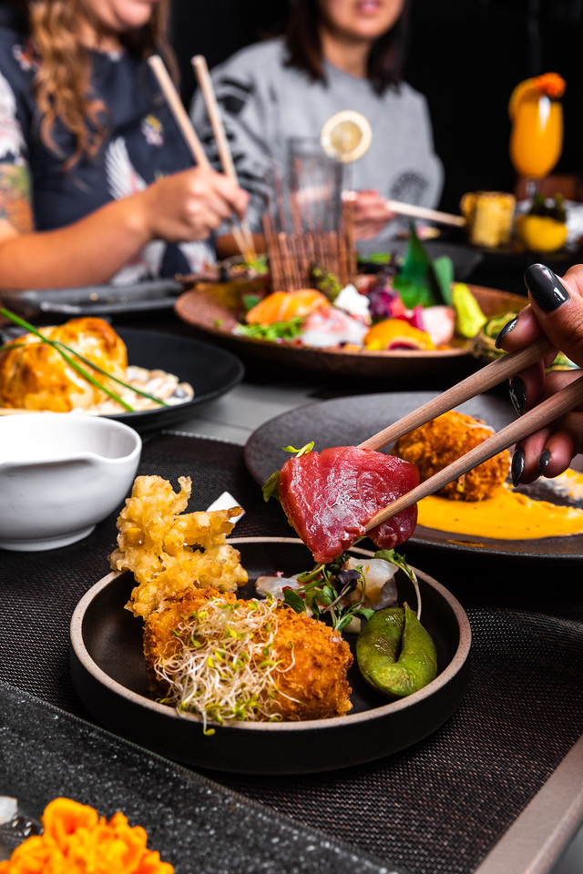  Santa Monica, CA - Oct. 13: Plates at LDH Robata on October 13, 2018. (Brian Feinzimer/Fein Image) 