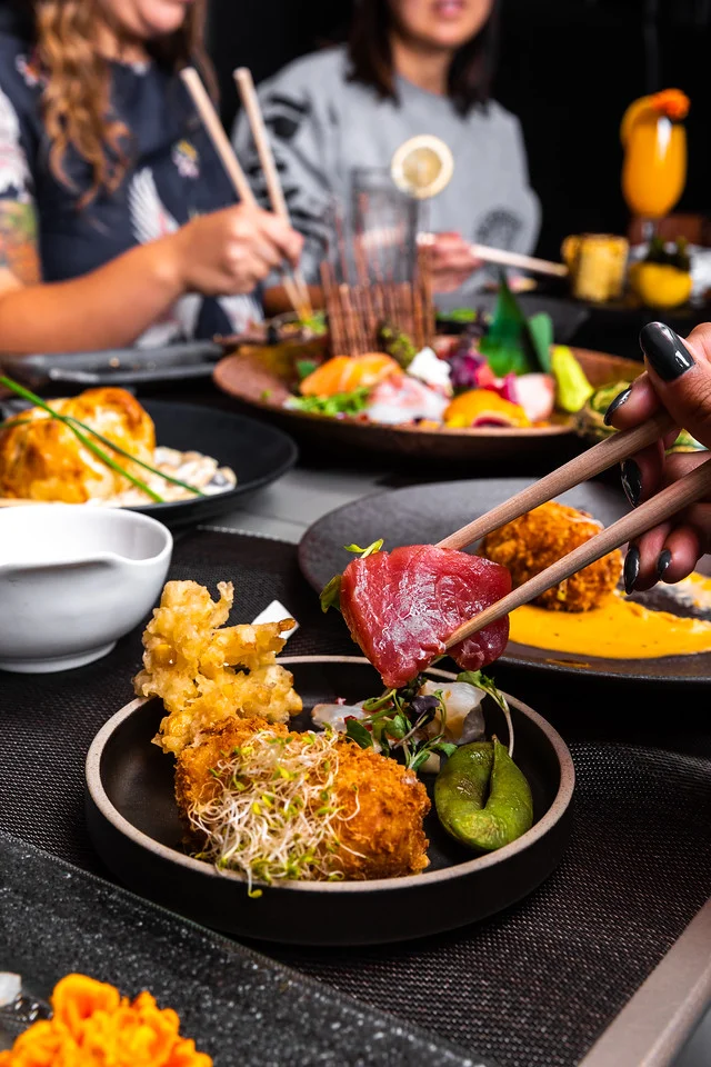 Santa Monica, CA - Oct. 13: Plates at LDH Robata on October 13, 2018. (Brian Feinzimer/Fein Image)