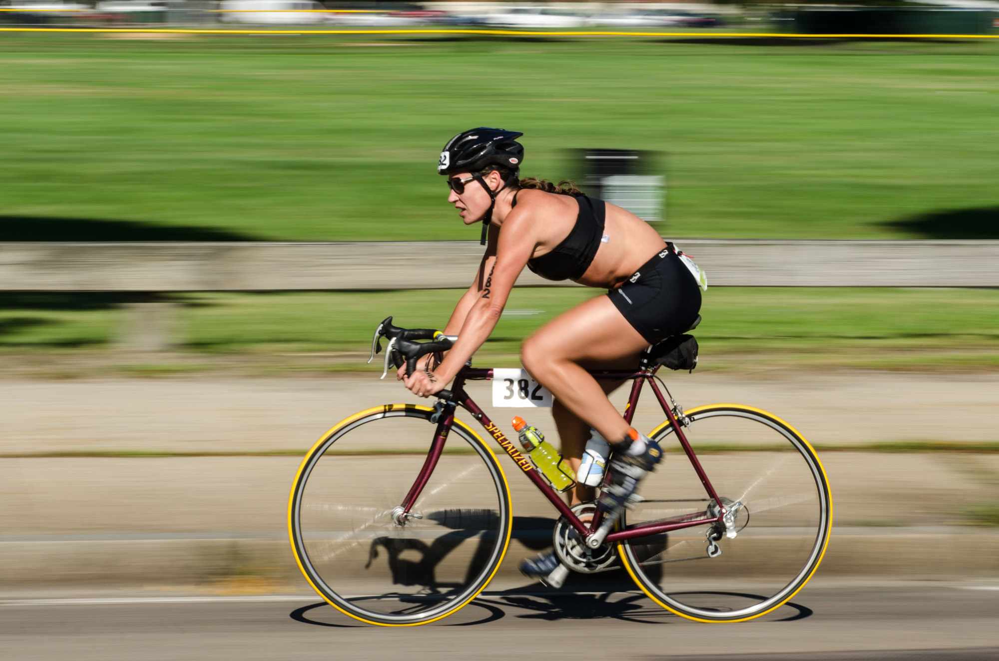 Cyclist Passing Field