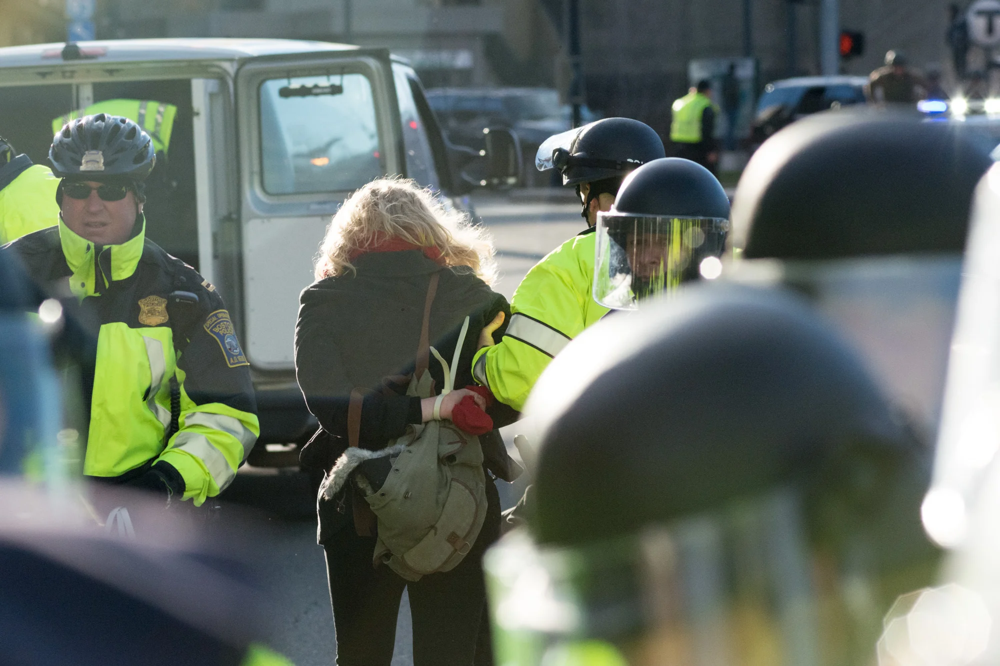 Protester being arrested