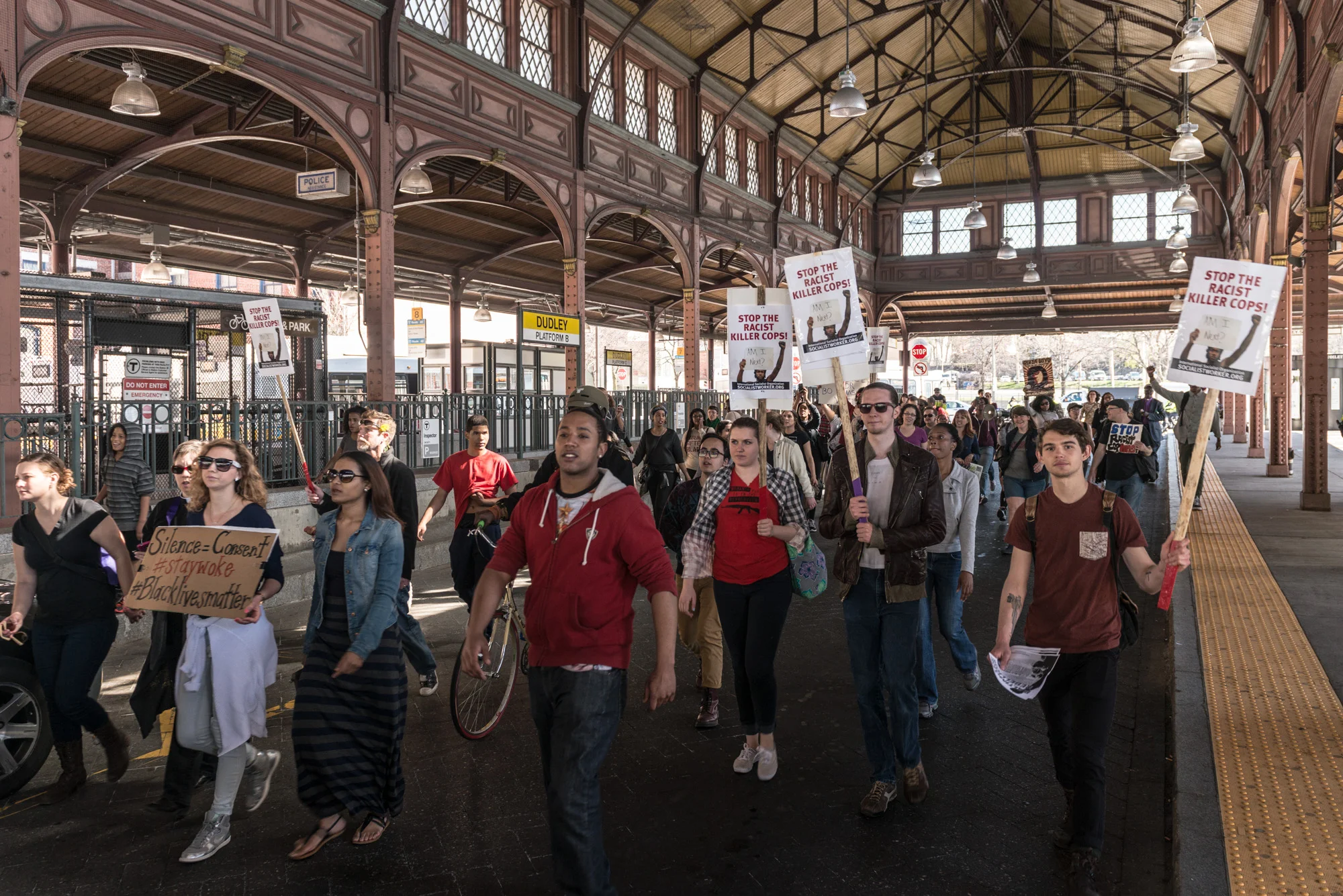 Dudley Square bus terminal where the march and protest ended