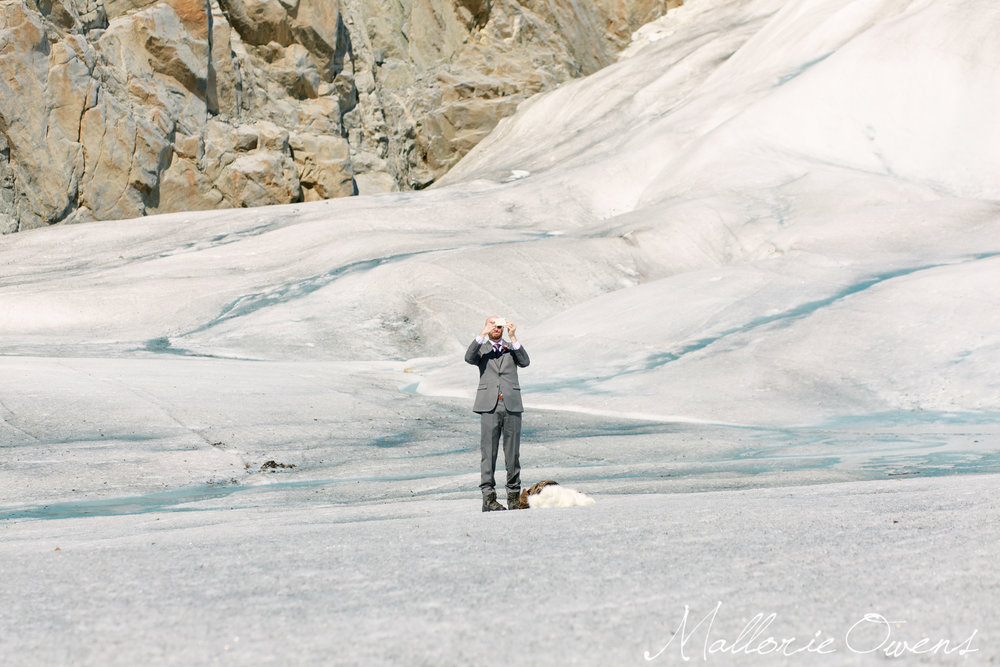 Bride and Groom on Mendenhall Glacier in Juneau, Alaska | MALLORIE OWENS