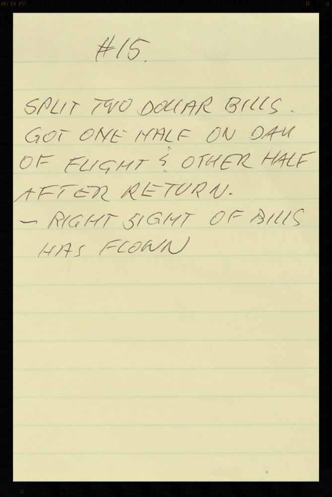 Guenter's original hand written LOA about the bills.