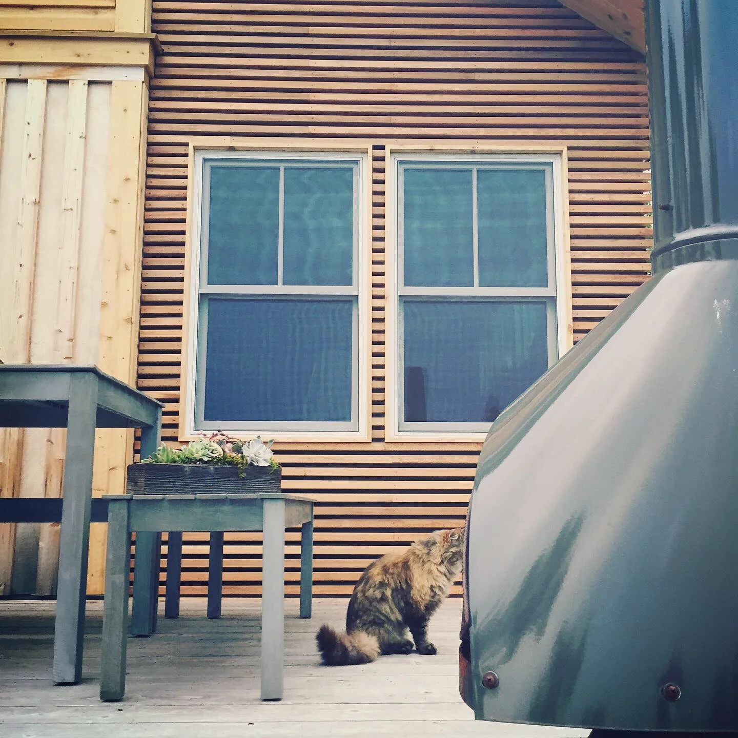 The lakeside deck is perfect for enjoying views of Lake Superior and the city of Grand Marais.