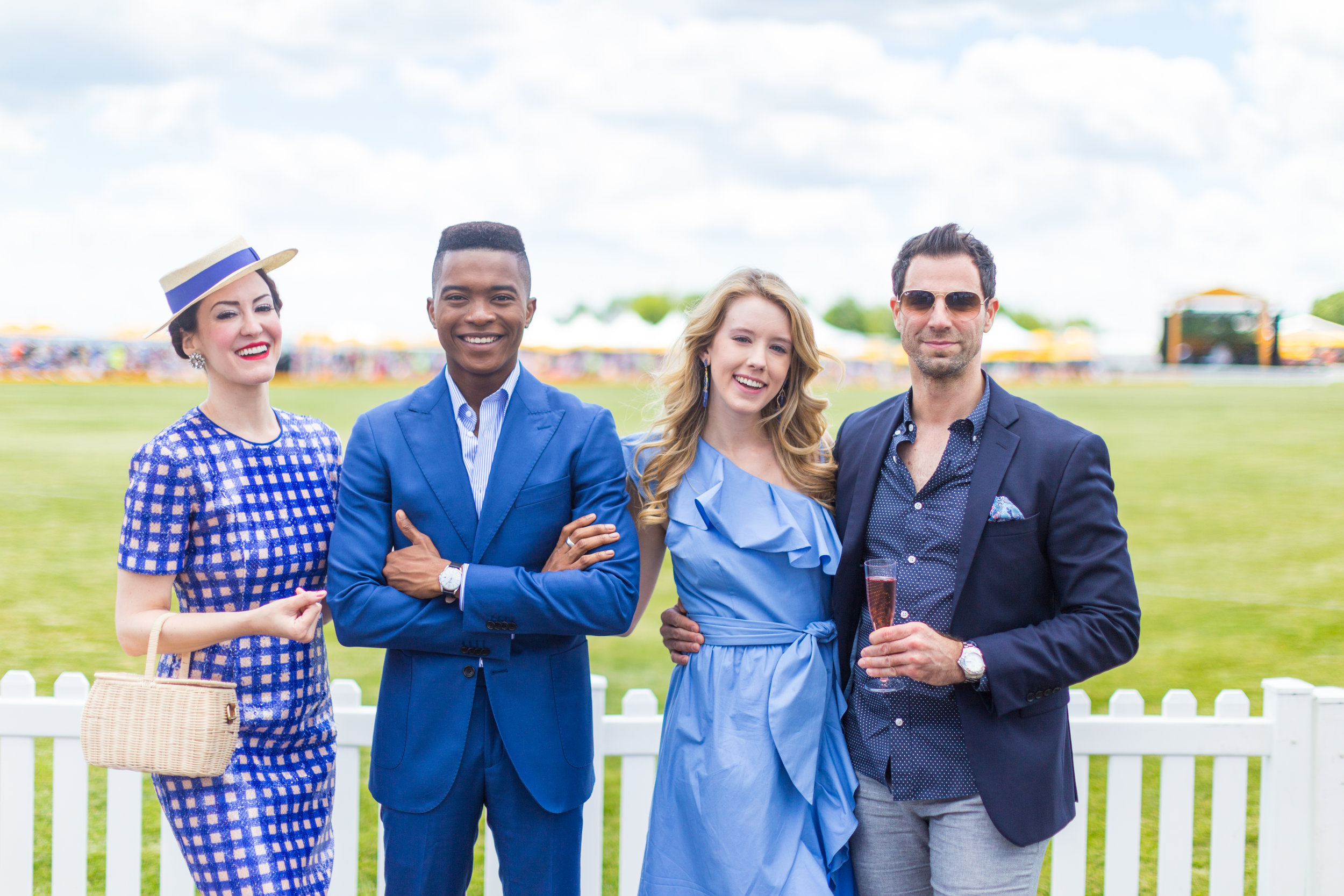 Veuve Clicquot Polo Classic NYC Summer Style Ruffled One Shoulder Blue Dress-7.jpg