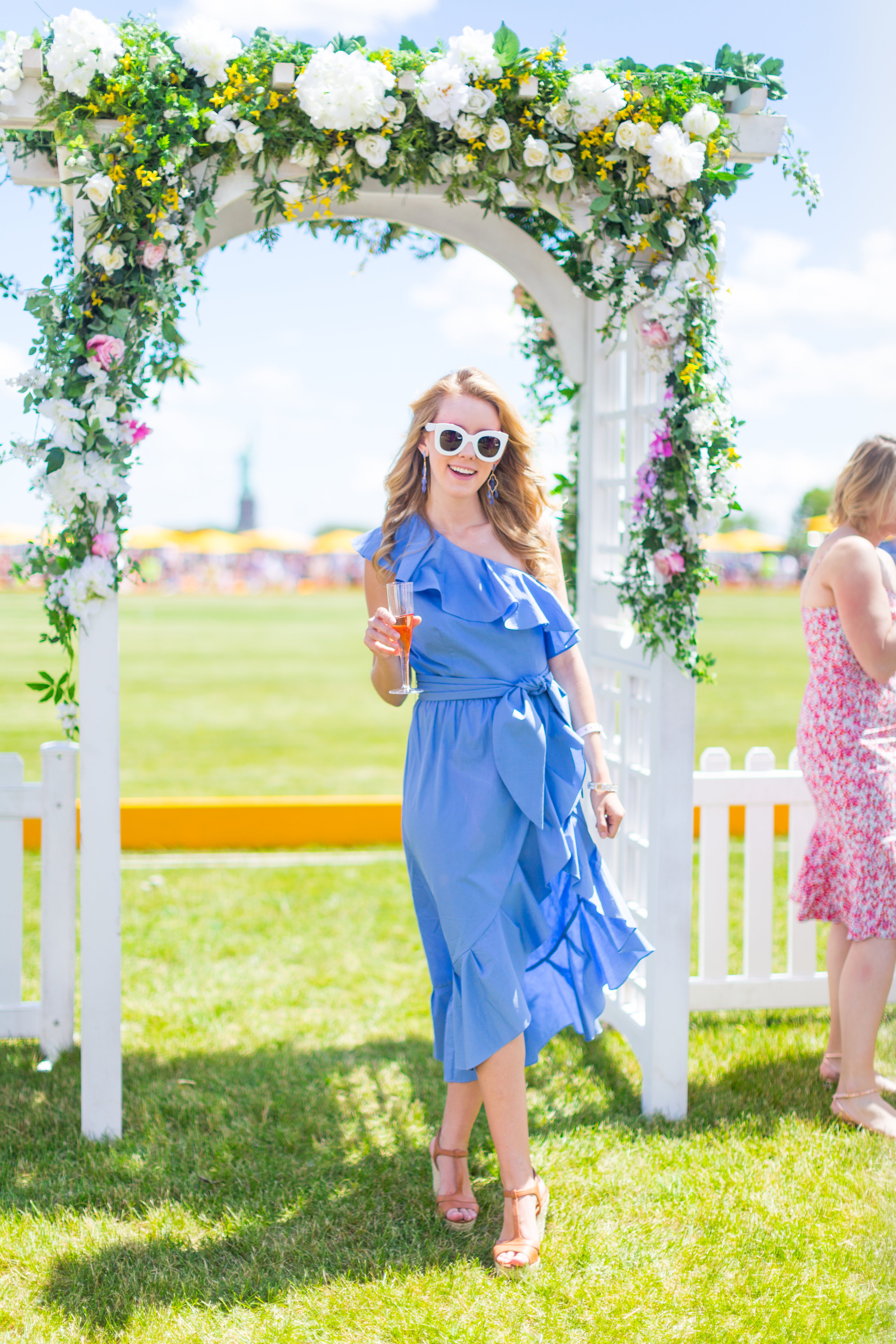 Veuve Clicquot Polo Classic NYC Summer Style Ruffled One Shoulder Blue Dress-8.jpg