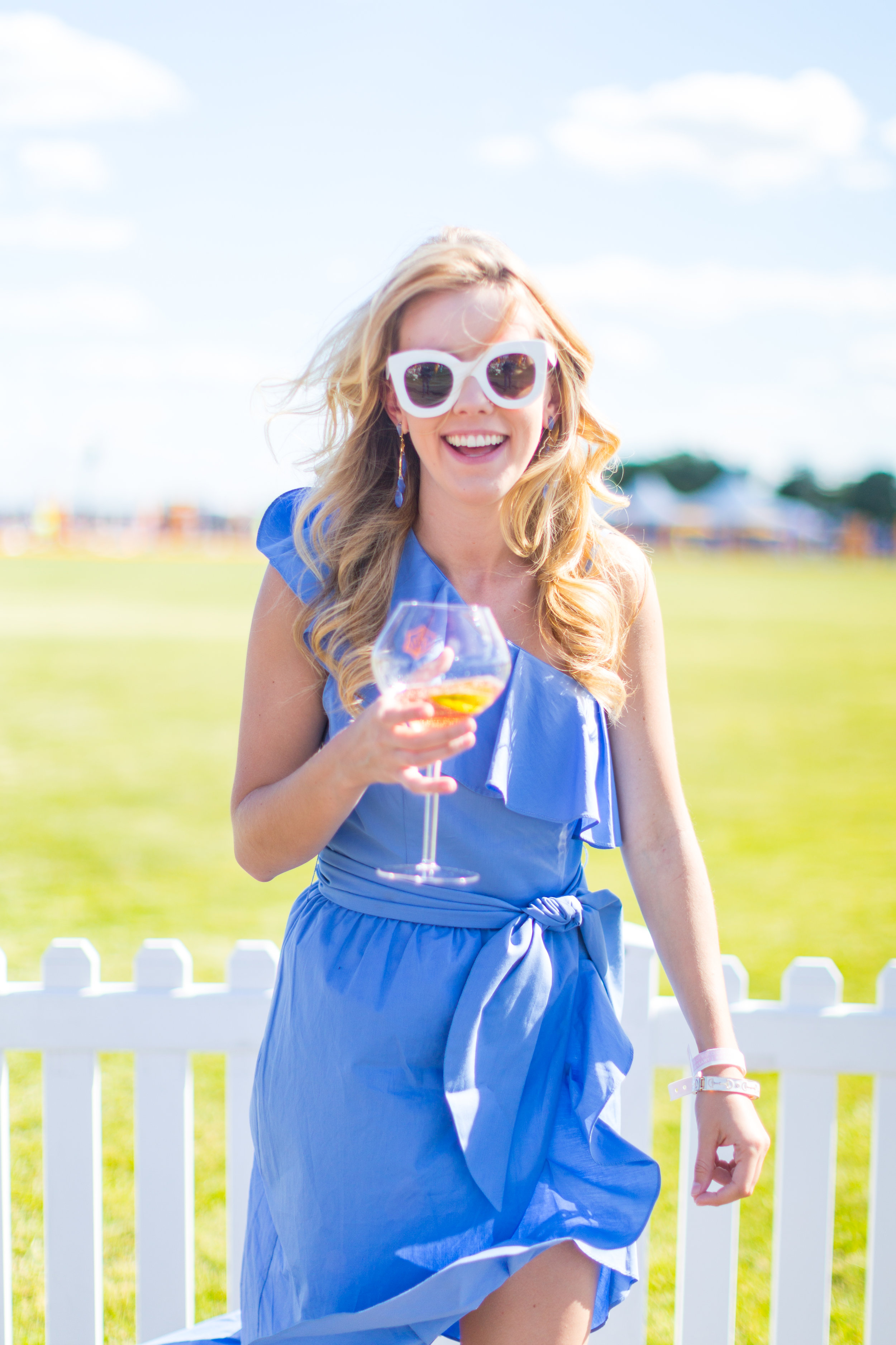 Veuve Clicquot Polo Classic NYC Summer Style Ruffled One Shoulder Blue Dress-14.jpg