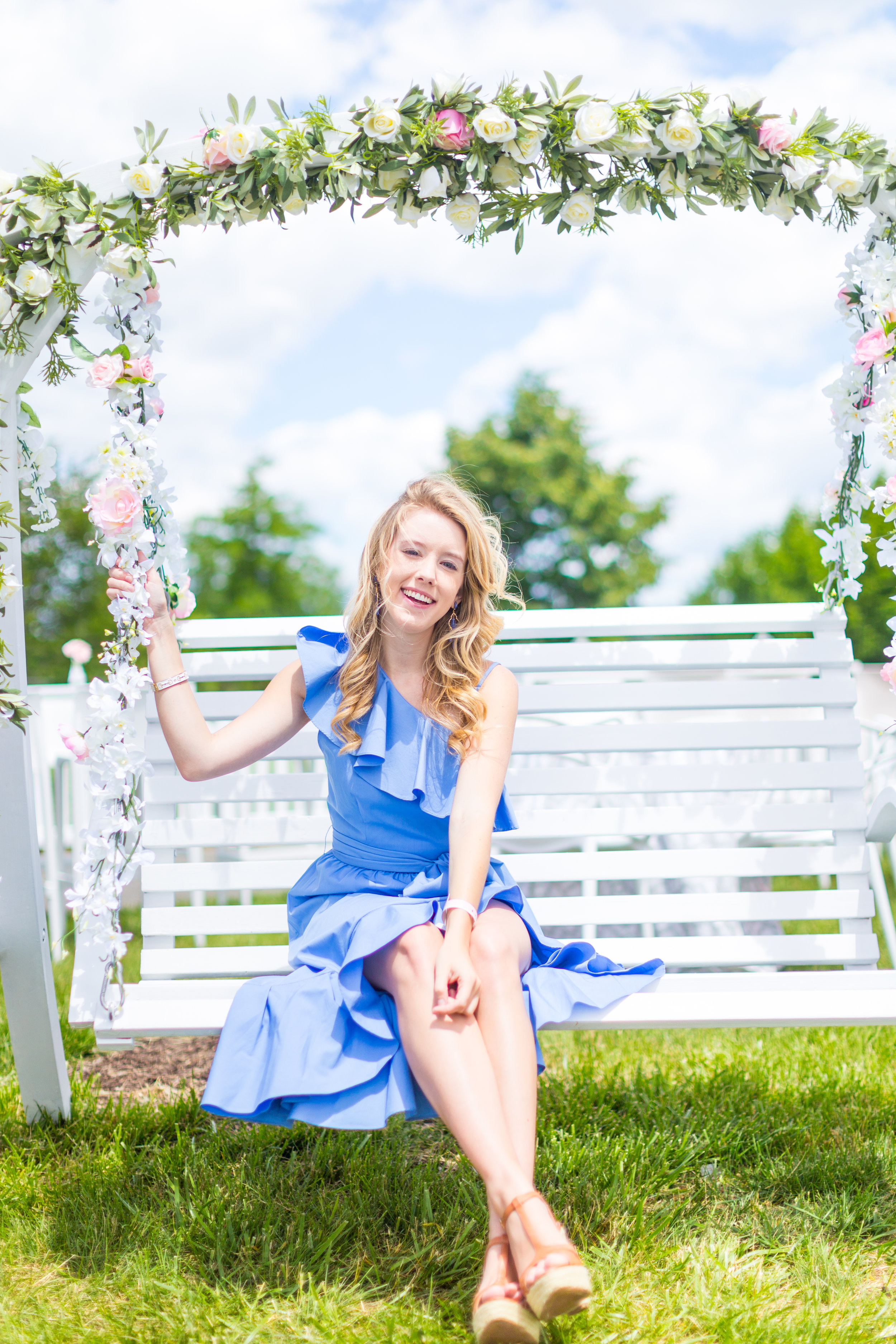 Veuve Clicquot Polo Classic NYC Summer Style Ruffled One Shoulder Blue Dress-16.jpg