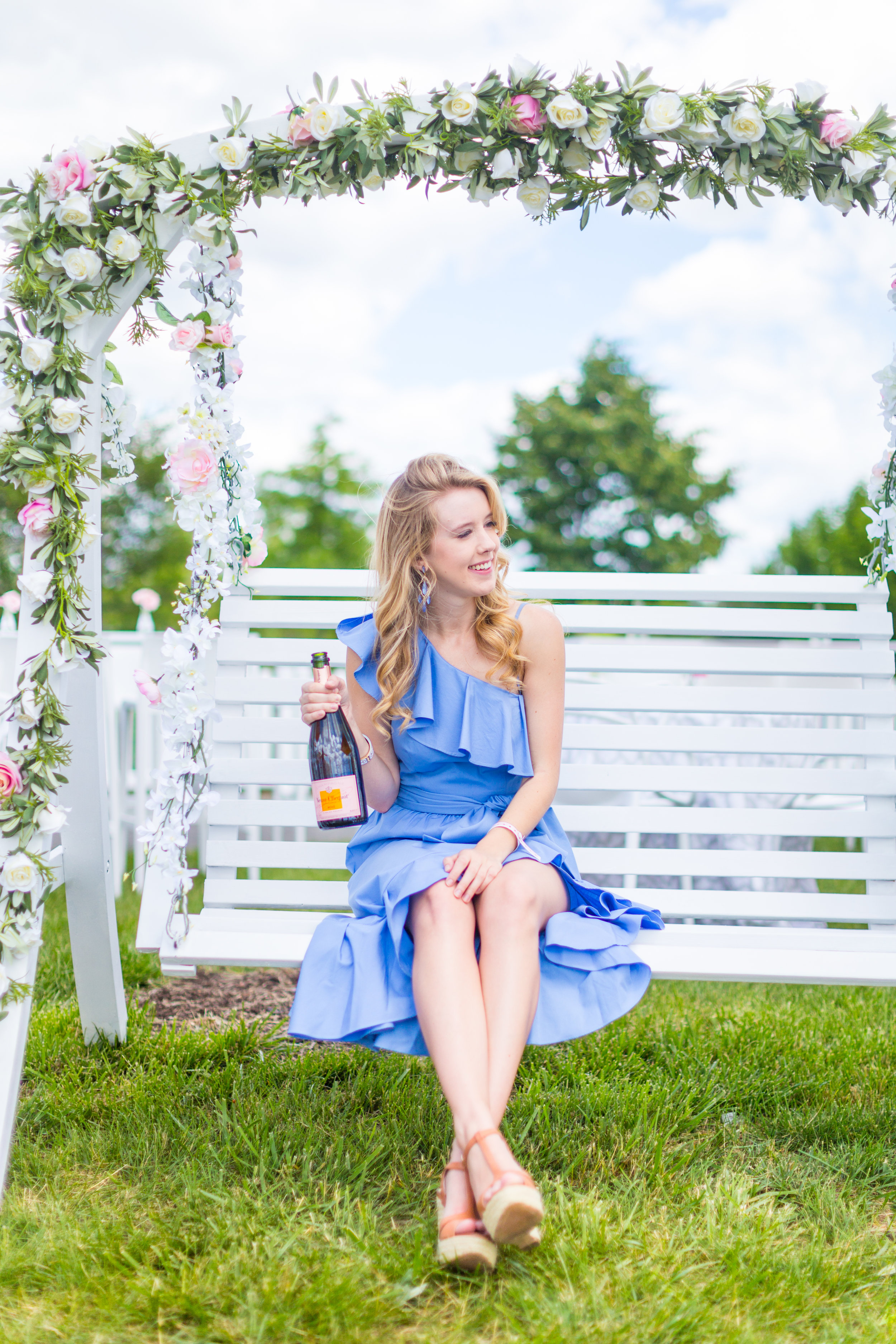 Veuve Clicquot Polo Classic NYC Summer Style Ruffled One Shoulder Blue Dress-20.jpg