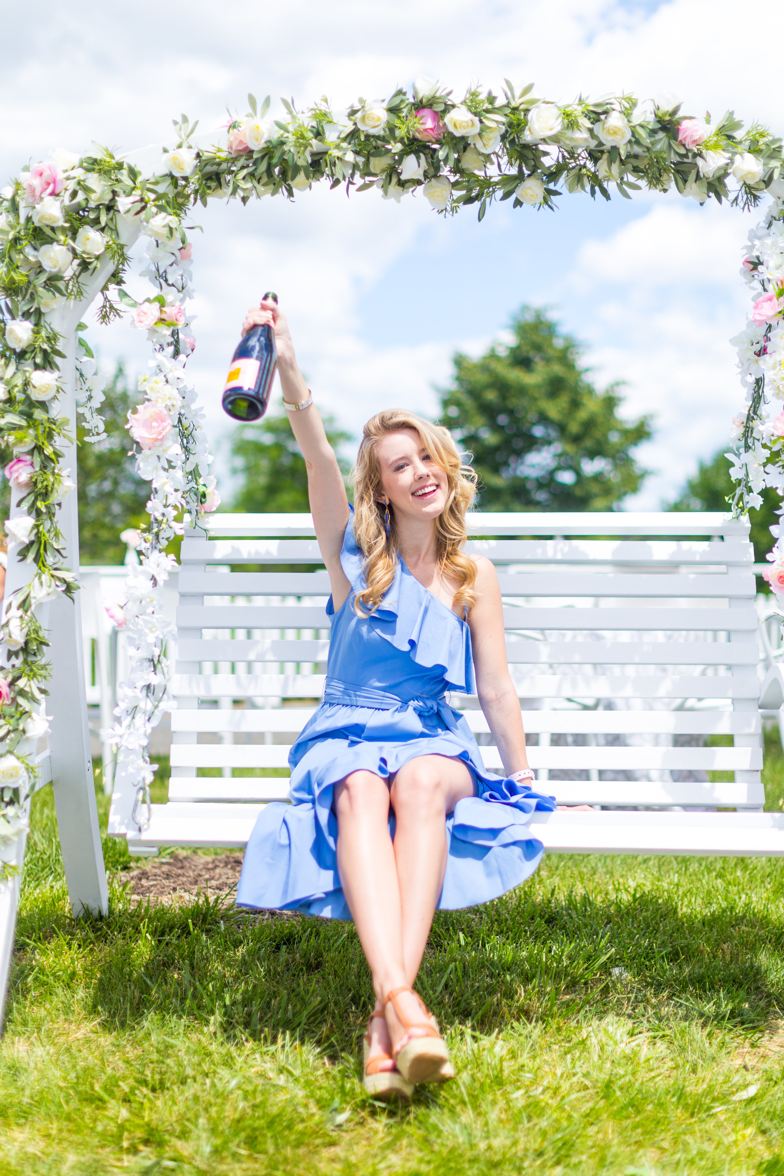Veuve Clicquot Polo Classic NYC Summer Style Ruffled One Shoulder Blue Dress-21.jpg