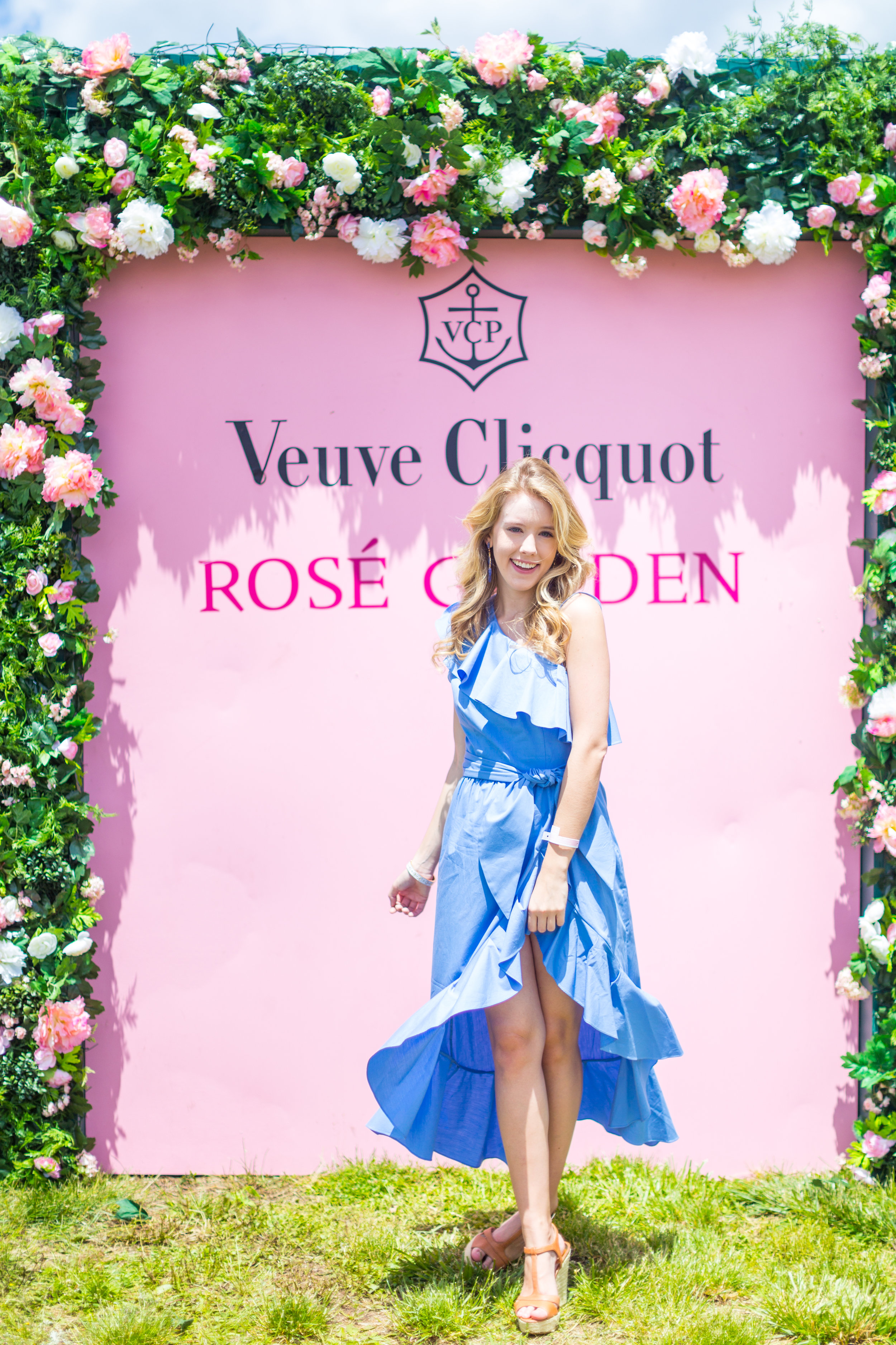 Veuve Clicquot Polo Classic NYC Summer Style Ruffled One Shoulder Blue Dress.jpg