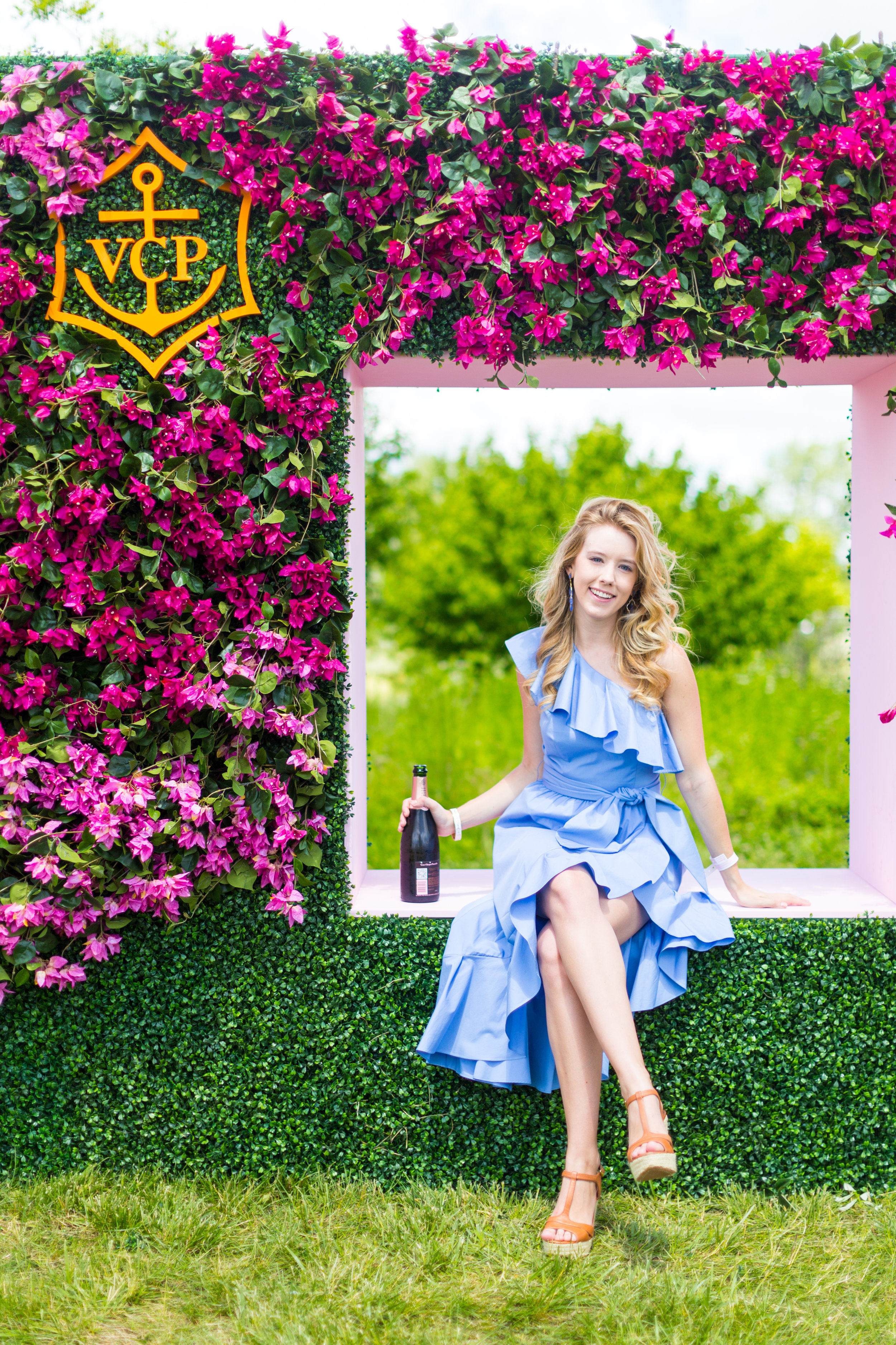 Veuve Clicquot Polo Classic NYC Summer Style Ruffled One Shoulder Blue Dress-23.jpg