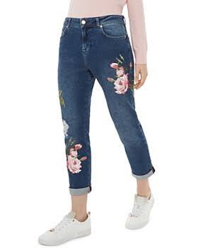  Embroidered jeans are always a good idea! Add some color and pattern without having an overwhelming design, and floral is always pleasant, like on these Ted Baker jeans. 