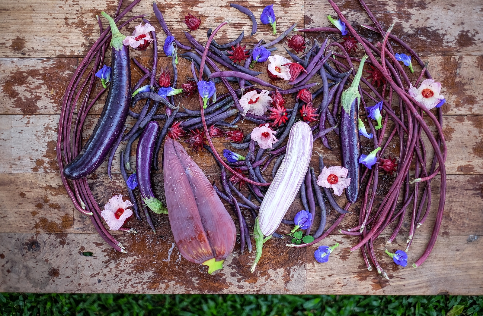 fresh purple veggies & edible flowers