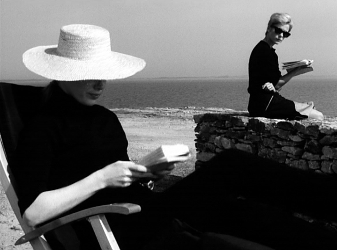 Bergman Persona on the beach reading.jpg