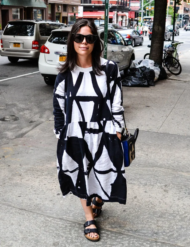 Rocking Bold Prints & Cat Eye Sunglasses on Broome Street